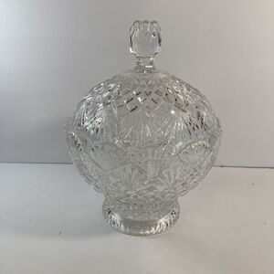 Clear Cut Glass Pedestal Compote Bowl with Lid, /candy dish, Serveware